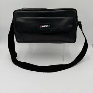 Ambico Multi-Purpose Soft Black Leather Shoulder Bag Zip-Top Large‎ Side Pocket